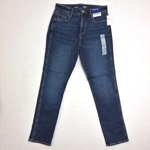 Old Navy High-Rise Vintage Slim Jeans Dark Wash Denim Blue Womens 4 NEW